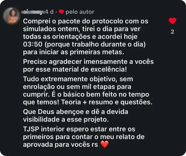 Depoimento de aluno do Protocolo